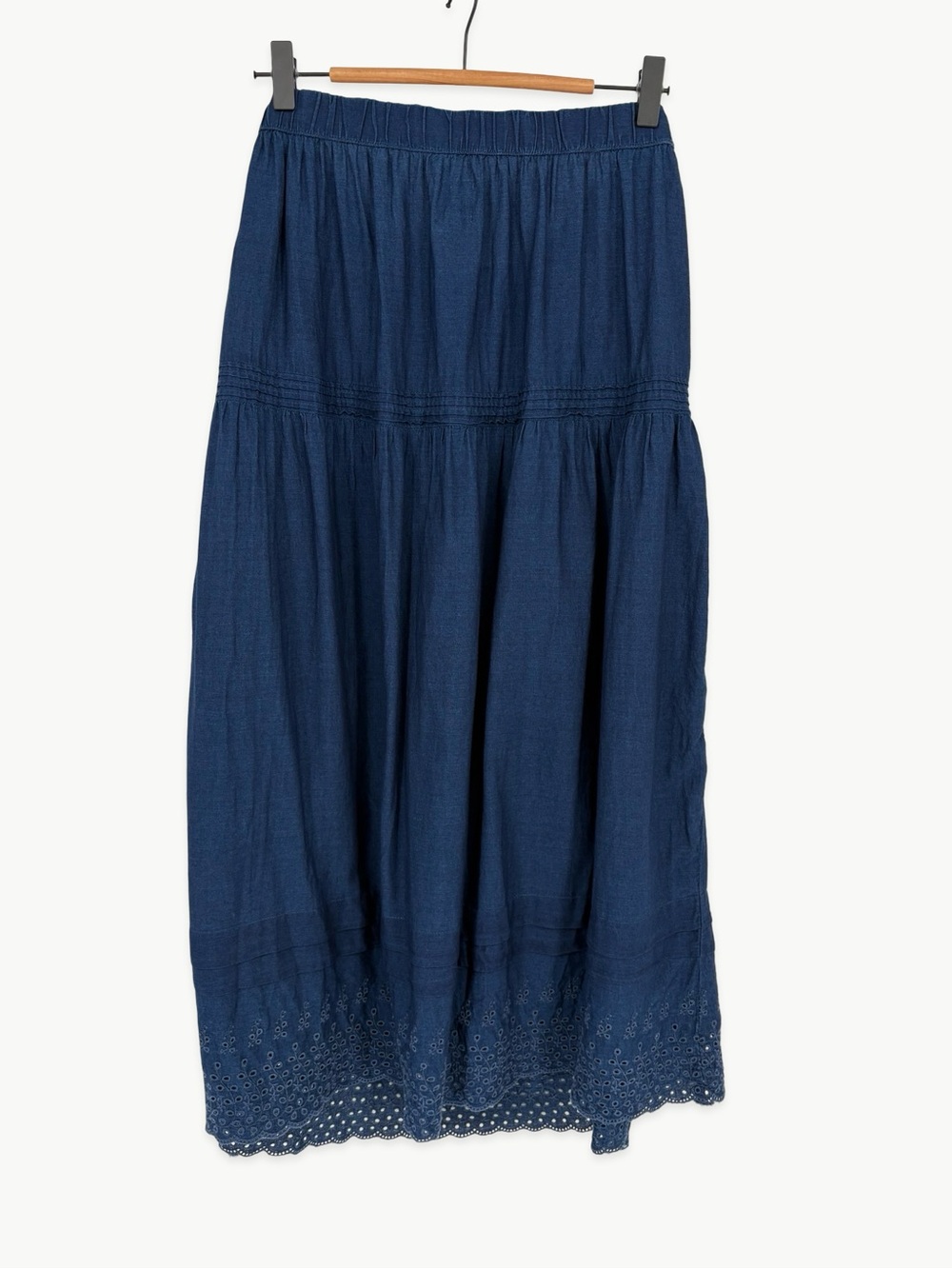 Gap × DÔEN Eyelet Midi Skirt Size Medium Indigo Blue Cotton A-Line Cottagecore - Picture 12 of 14